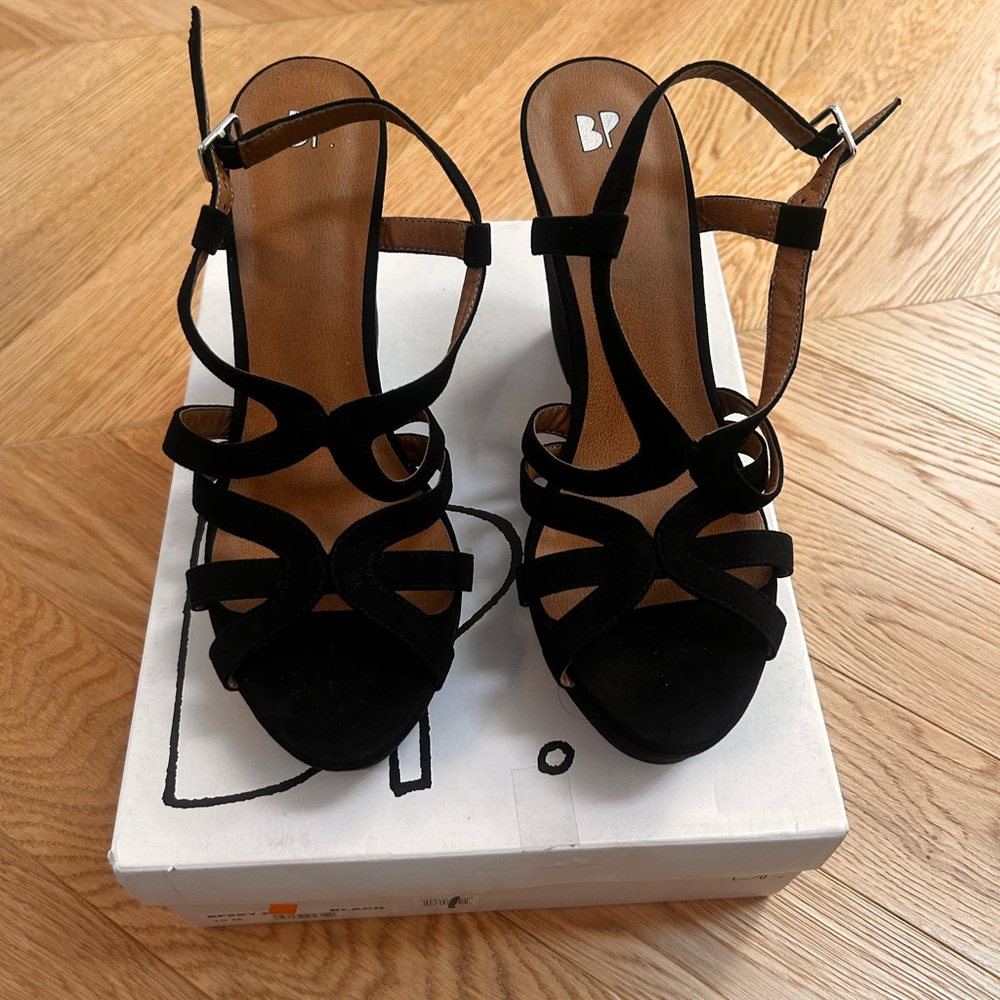 BP Black Strappy Platform Heels